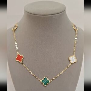 Multicolors clovers necklace